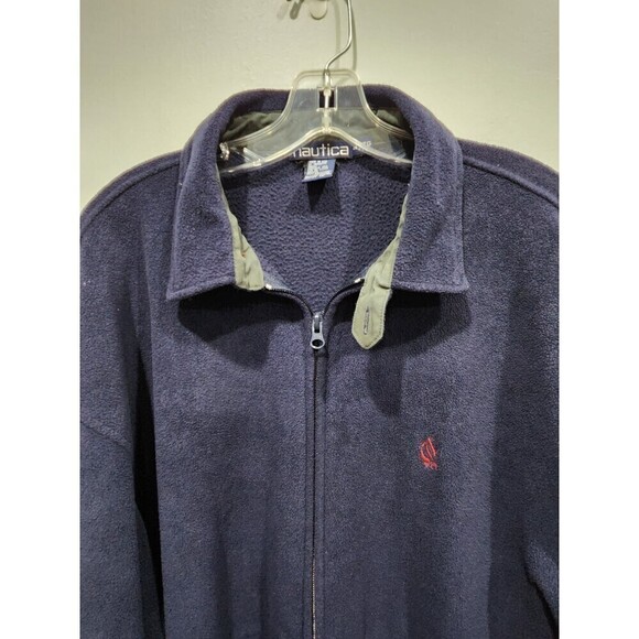 VINTAGE Nautica Nautech Navy Fleece Full Zip Jacket, XL - Picture 2 of 10